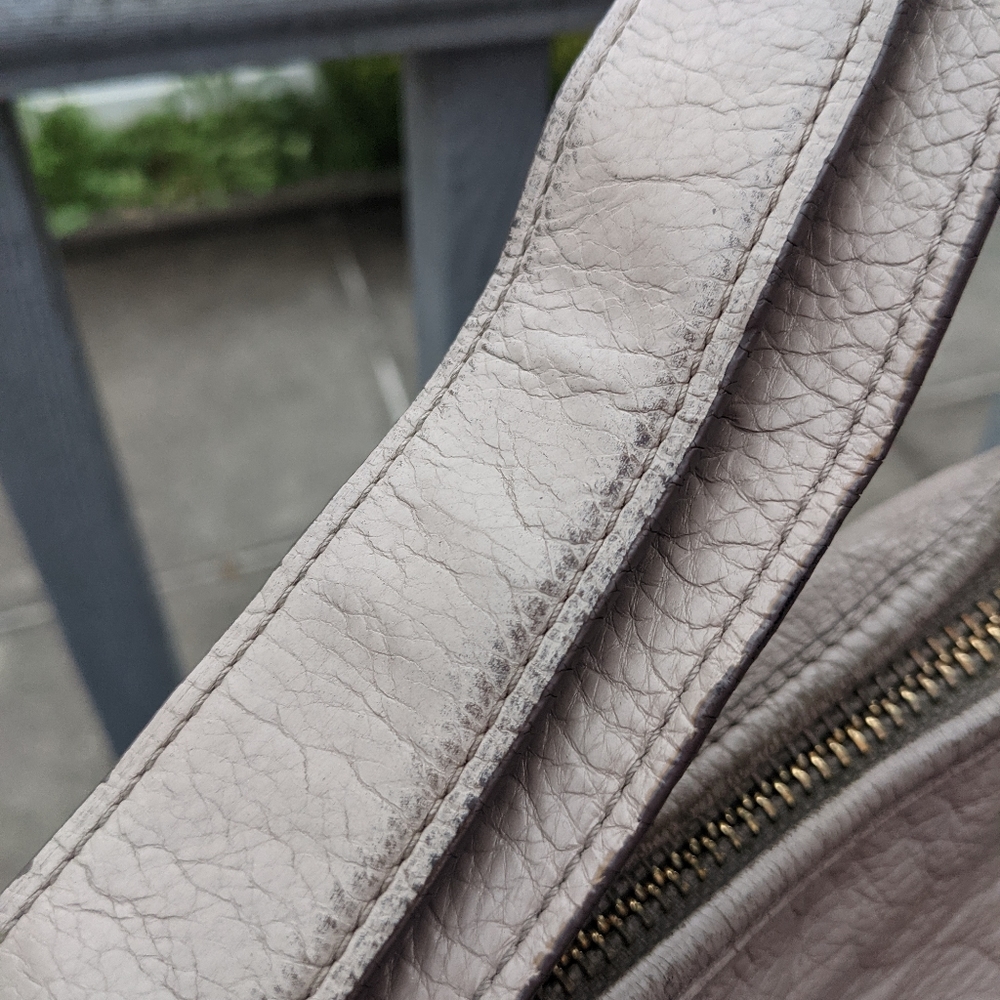 Coach Convertible Gray Legacy Embossed Leather Tassel Duffle Shoulder Bag - Picture 3 of 6